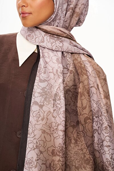 MOISCARF Echo D'Orient Zero Weight Patterned Shawl Dark Brown