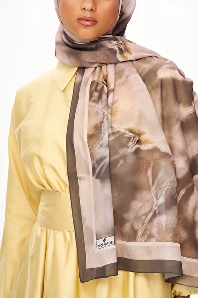 MOISCARF Souffle Du Matin French Silk Patterned Shawl Brown