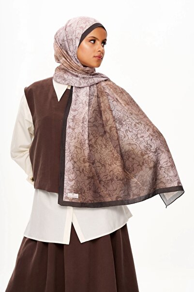 MOISCARF Echo D'Orient Zero Weight Patterned Shawl Dark Brown