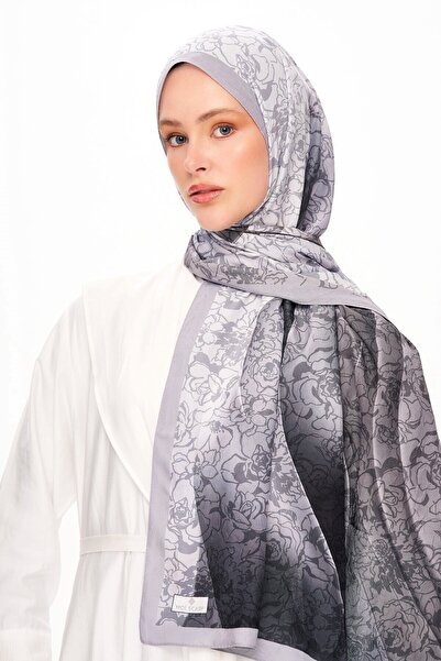 MOISCARF Echo D'Orient Zero Weight Patterned Shawl Bright Gray