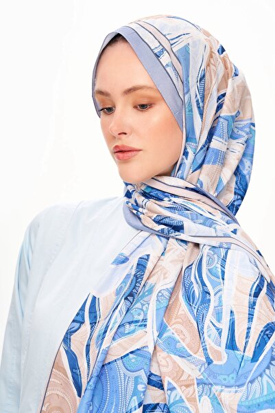 MOISCARF Şal cu model Fleur de Brume Albastru deschis