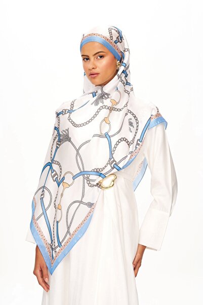 MOISCARF Mystique Violet Refined Jan Jan Chain Patterned Shawl Ecru