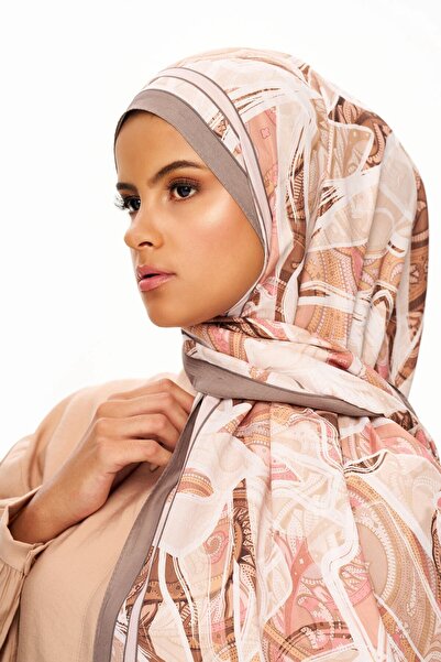 MOISCARF Fleur De Brume Patterned Shawl Salmon Pink