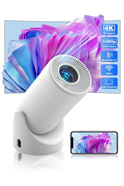 Aoc Projector with WiFi and Bluetooth,Full HD 4K Support with 180° Rotation Adjustment, 220 ANSI Lumens