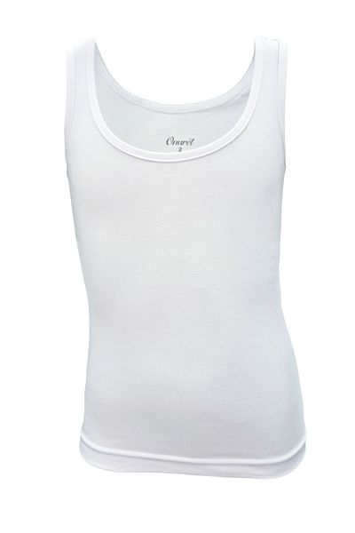 Onurel 5-Piece Girl's White Wide Strap Lycra Plain Patternless Undershirt