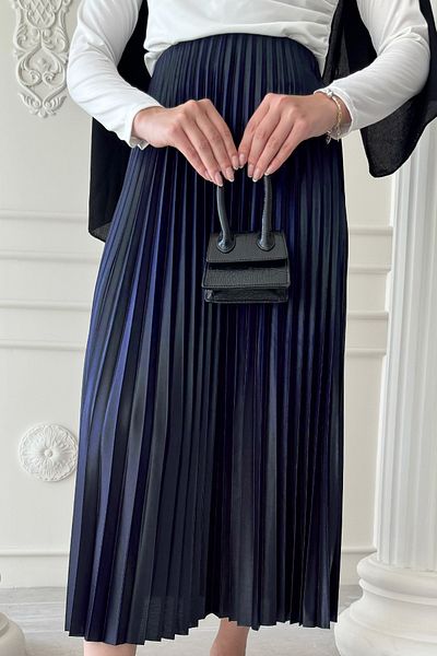 InStyle Pleated Navy Blue Skirt