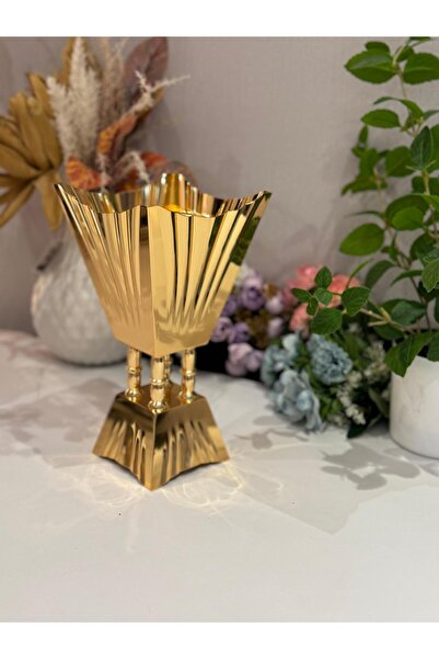 aljahwari Large square striped golden incense burner