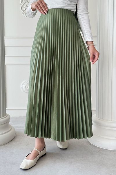 InStyle Pleated Khaki Skirt