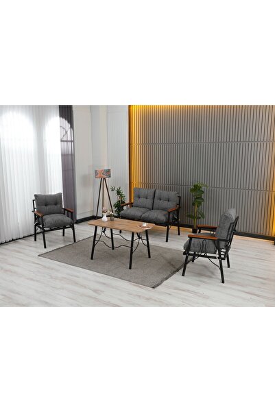 Zigonzi Lena 4 Kişilik Minderli Bahçe Balkon Teras Ergonomik Oturma Grubu 2 1 1