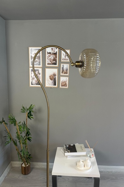 Bamyum Ruiz Bal Rengi Lambader Soru İşareti Gövde Modern Dekoratif Metal Oturma Odası