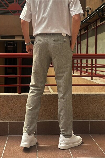 inpool Men's Regular-Fit Cotton Linen Trousers - Adjustable Waist, Old Money Culture 166-1