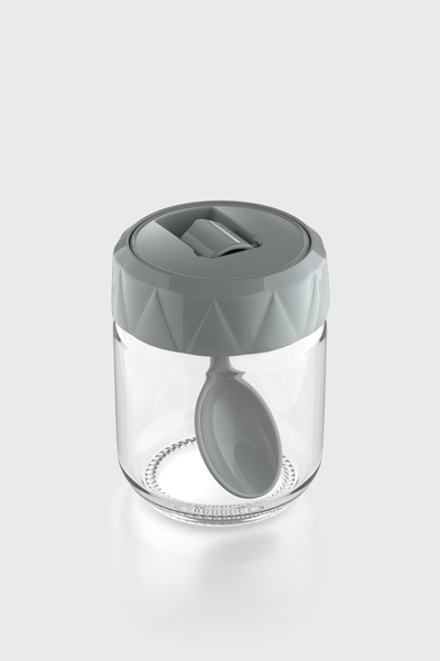 Renga Lexa 210 ml Glass Spice Jar with Spoon 161019 Gray