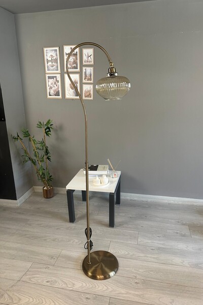 Bamyum Ruiz Bal Rengi Lambader Soru İşareti Gövde Modern Dekoratif Metal Oturma Odası