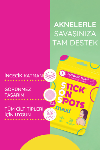 Stick On Spots SOS Akne Bandı Maxi (6’lı) & Mixy (24’lü) %100 Hidrokolloid /Akne Bandı