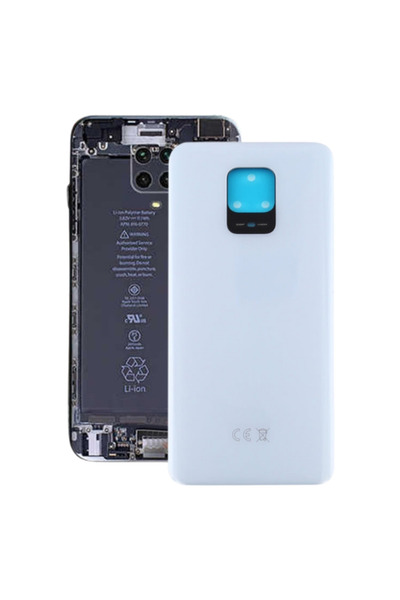 Fodos Xiaomi Redmi Note 9 Pro Arka Kapak-arka Pil Batarya Kapağı Cam Beyaz