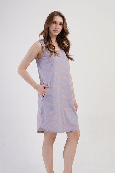Vienetta Secret Flowerful cotton lounge dress with pockets, plus sizes
