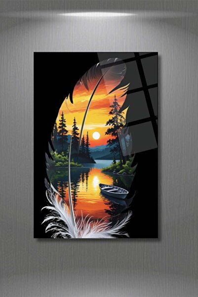 HMDS CONCEPT Pictură modernă pe sticlă la apus de soare 293