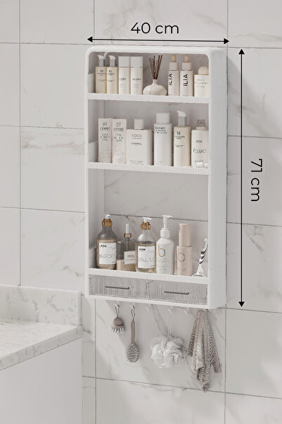 Kitchen Life Yapışkanlı Modüler 3 Katlı Kahve Köşesi Rafı Organizeri Kupa Askılıklı & Çekmeceli Organizer