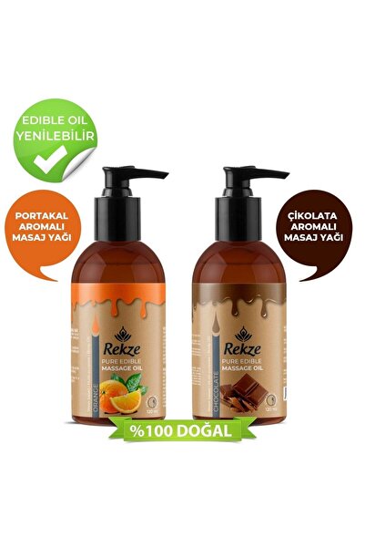 Rekze Dogal Portakal Çikolataaromalı Kokulu Yenilir Erotik Vücut Masaj Yağlar...