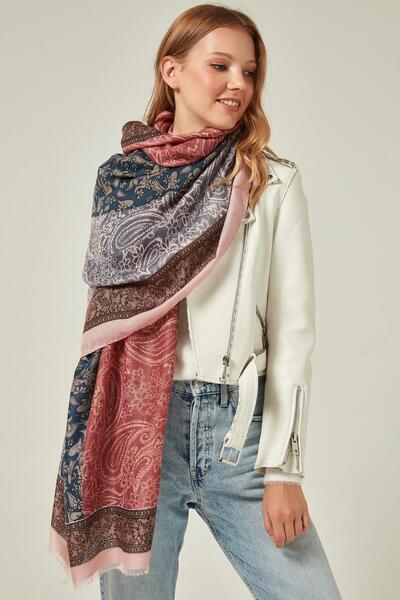 Axesoire 11188 Yumuşak Dokulu Şal Desenli Pembe Yumuşak Dokulu Şal
