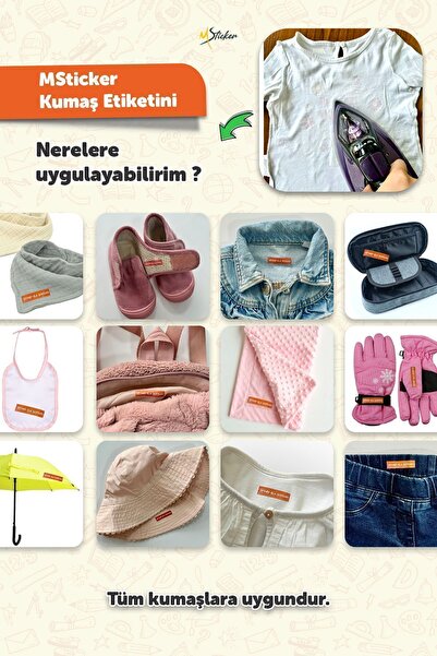 MSticker Kıyafet Etiketi - Okul Kıyafet Kumaş Etiketi Kreş Anaokulu Ilkokul Kıyafet Kumaş Etiketi 102 Adet