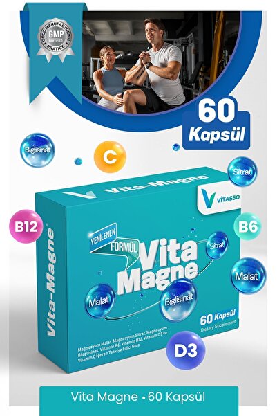 Vitasso VITA-MAGNE MAGNEZYUM MALAT MAGNEZYUM SITRAT MAGNEZYUM BISGLISINAT ,VI...