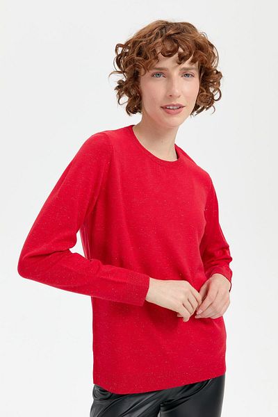 Desen Triko Angelina Basic Women's Sweater - Null Collar, Red