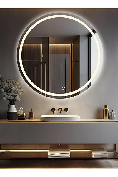 Taimi Round Bathroom Mirror Black 80cm With 3 Light Modes And Smart Touch Button