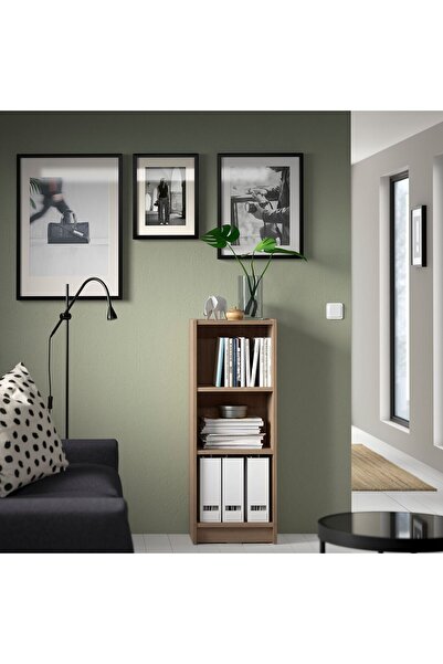 IKEA BILLY açık kitaplık, beyaz, ağartılmış meşe kaplama, kahverengi dişbudak kaplama, venge 40x28x106 cm