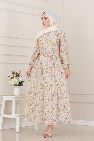 Sevitli Floral Beach Dress-Brown