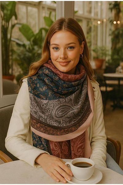 Axesoire 11188 Shawl Patterned Pink Shawl