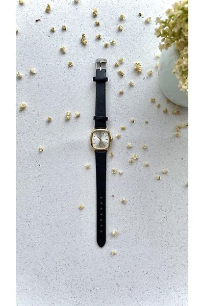 Sobce ساعة يد نسائية ريترو مينيمال من الجلد باللون الأسود