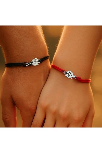 Eyiser Store Fire and Water Couple Bracelet Set – Lover and Friend Combination Jewelry, Adjustable Rope Bracelet