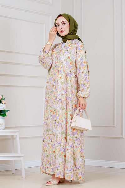 Sevitli Lily Floral Dress-Brown