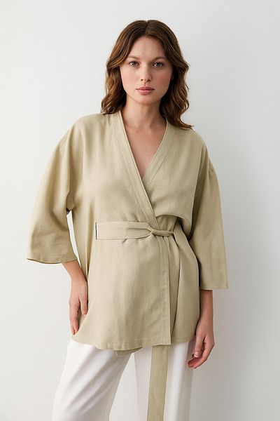 My Blog Mint Inner Belted Poor Sleeve Kimono - 5383