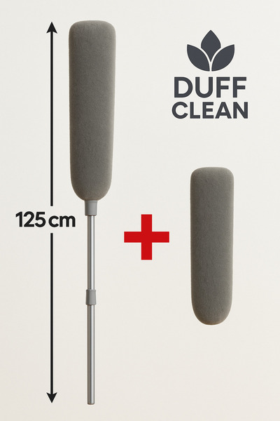 DUFF CLEAN Mikrofiber Başlıklı Girintili Yüzey Dip Köşe Raf Temizleme Mopu To...