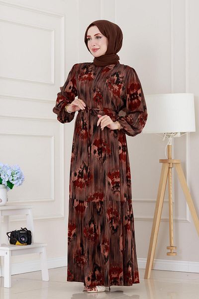 Sevitli Hera Viscon Dress with Tunnel at the Waist-Black
