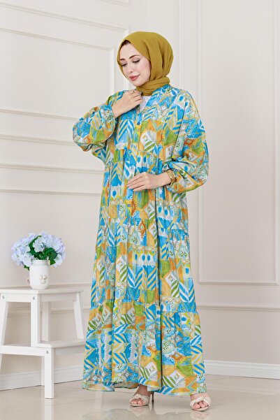 Sevitli Φόρεμα με έθνικ σχέδιο-Μπλε