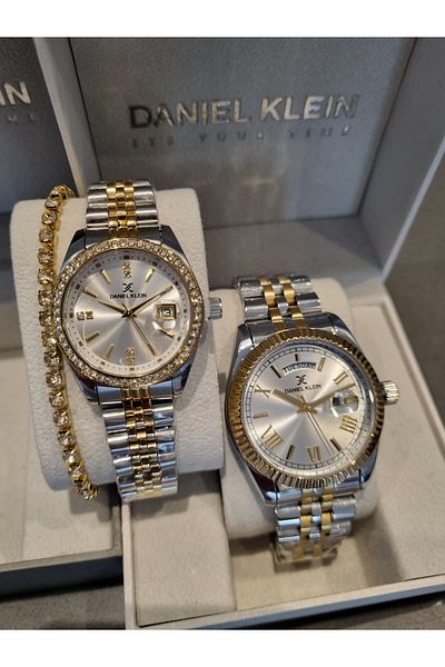 Daniel Klein Yellow Steel Bracelet - Dear Wrist Watch Set of 2