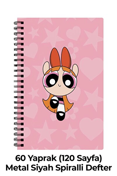 Anime Marketi Powerpuff Girls Tasarımlı 3 Adet A5 Spiralli Defter (Blossom - Bubbles ve Buttercup)
