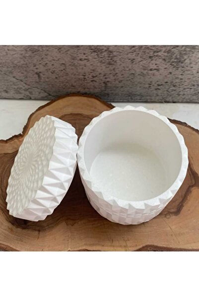 Geometrik Desenli Mum Kavanozu – Dekoratif Kapaklı Saklama Kabı