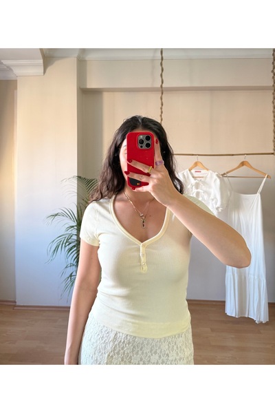 Floria Butter Body - Esnek Fit - Likralı Kumaş & V Yaka