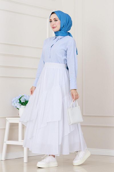 Sevitli Layered Botto Voile Skirt-White