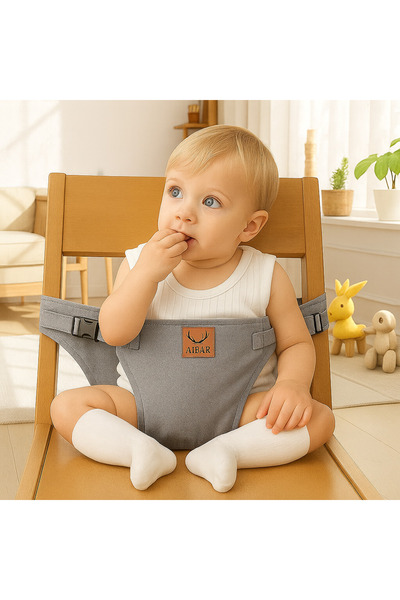 AİBAR Taşınabilir Güvenli Mama Sandalyesi - Aibar Marka, Gri Renk