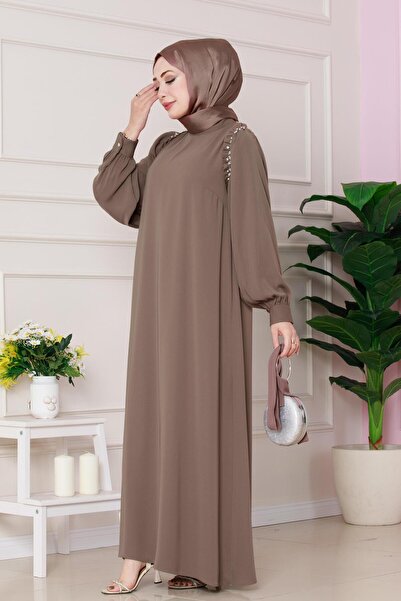 Sevitli Τριαντάφυλλο Φόρεμα - Λεπτομέρεια ώμου MINK