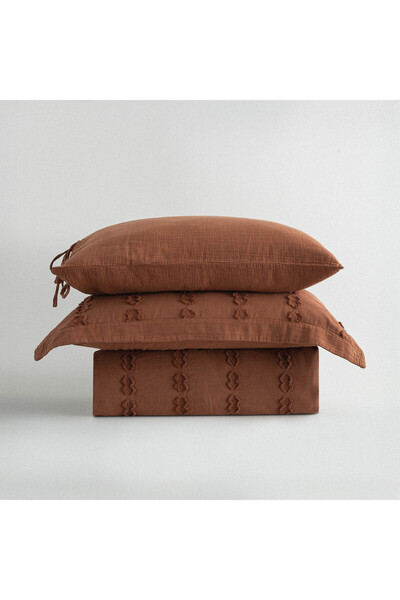 Ecocotton Sima Battal Boy Nevresim Takımı %100 Organik Pamuk Müslin Brodeli T...