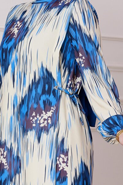 Sevitli Φόρεμα Sofia με μοτίβο με δεμένο πλάι-Μπλε