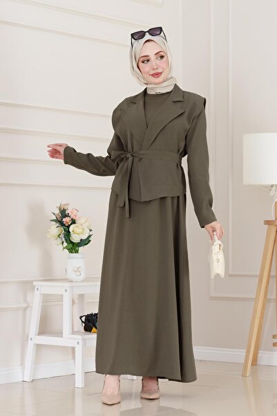 Sevitli Φόρεμα Asel με γιλέκο-Χακί