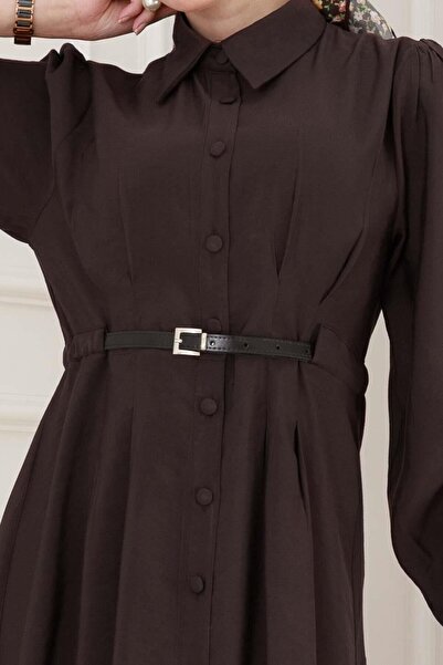Sevitli Φόρεμα με ζώνη-Καφέ