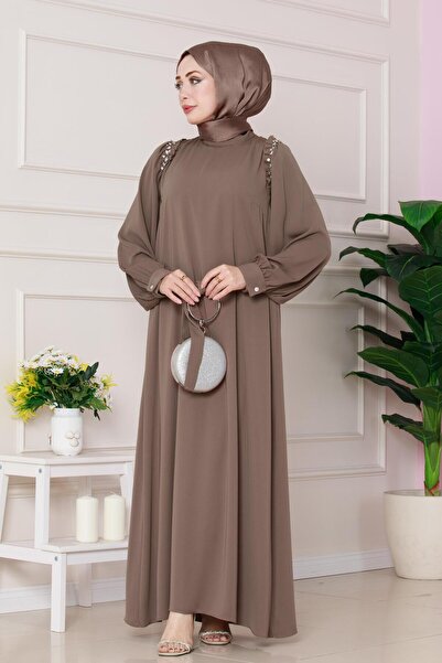 Sevitli Τριαντάφυλλο Φόρεμα - Λεπτομέρεια ώμου MINK